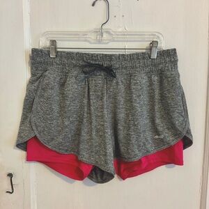 AVIA Women's Gray and Hot Pink Athletic Shorts